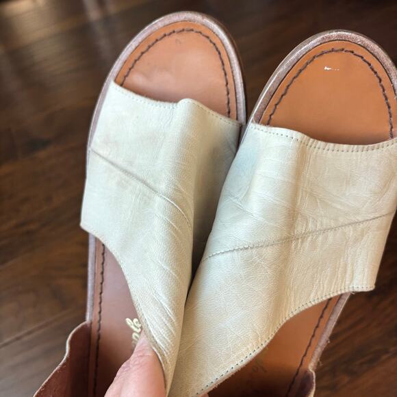 Free People Mont Blanc Distressed Leather Sandals Cream Boho Sz 41 11 - Picture 3 of 11